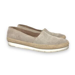 Donald Pliner Paryn Taupe Suede Leather Slip On Loafers Flats Sneakers Size 7.5